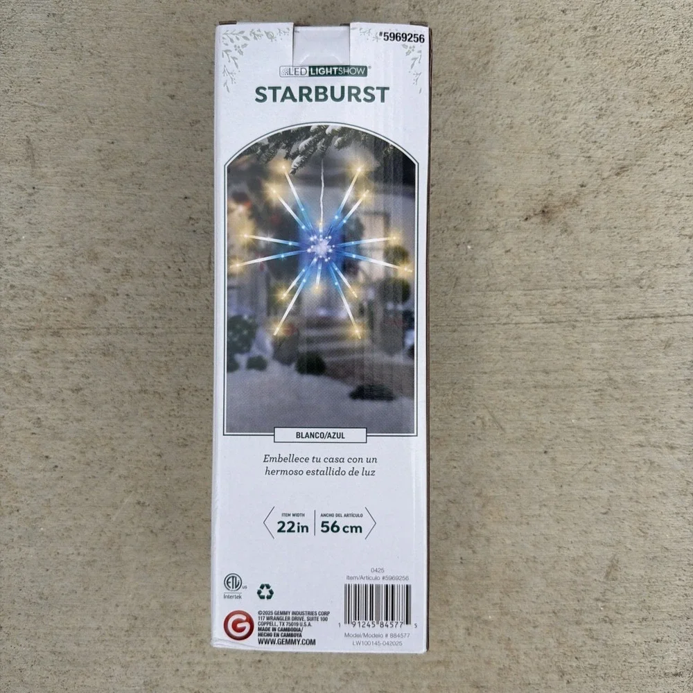 Gemmy LED LightShow White/Blue Starburst 22